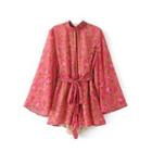 Flared-sleeve Flower Print Romper