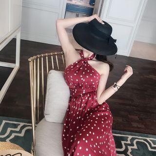Polka Dot Halter Midi Sundress
