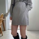 Pocket-side Herringbone Miniskirt