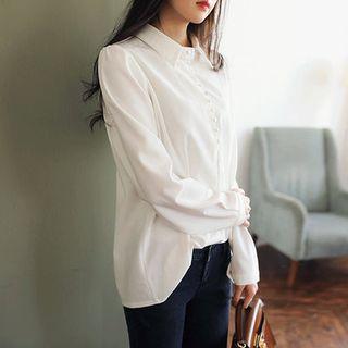 Long-sleeve Half-placket Blouse