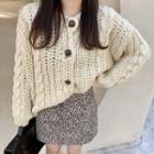 Loose-fit Cardigan / Leopard Mini Skirt