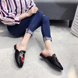 Embroidered Rhinestone Loafer Mules