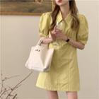 Puff-sleeve Zip-up Shirtdress