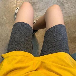 Plain Band-waist Skinny Shorts