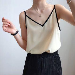 Faux Silk Contrast Trim Camisole Top