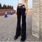 Mid-waist Distressed Boot Cut Pants