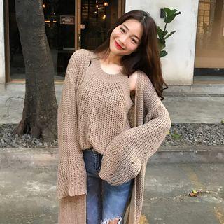 Knit Vest / Open-front Long Cardigan