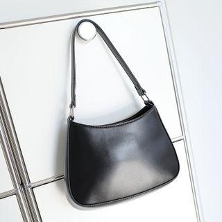 Plain Snap-button Shoulder Bag