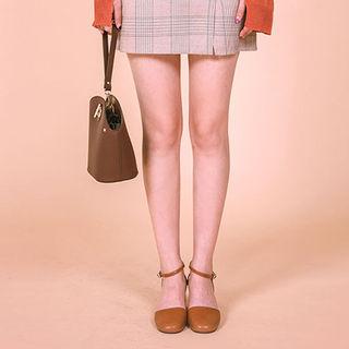 Round-toe Ankle-strap Mules