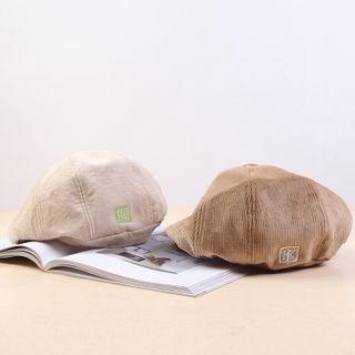 Embroidered Corduroy Beret Hat