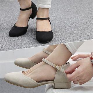 Round-toe Ankle-strap Dorsay Flats