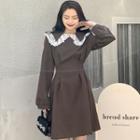 Long-sleeve Peter Pan-collar Mini A-line Dress