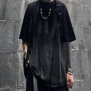 Elbow-sleeve T-shirt As Shown In Figure - One Size