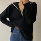 Open Collar Long-sleeve Top As Shown In Figure - One Size