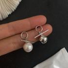 Faux Pearl Sterling Silver Asymmetrical Dangle Earring