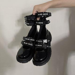 Ankle-strap Lettering Mary Jane Shoes