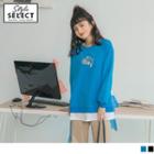 Tie-side Letter Print Mock Two Piece Pullover
