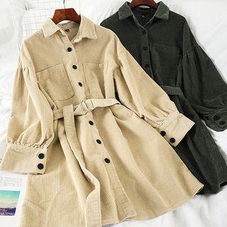 Long-sleeve Corduroy Mini Shirt Dress