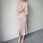 Midi Mermaid Skirt / Long-sleeve Blouse