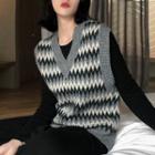 Chevron Stripe Sweater Vest As Shown In Figure - One Size