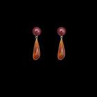 Resin Drop Earring 1 Pair - Maroon & Amber - One Size