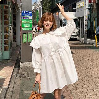 Laced Capelet Boxy-fit Shirtwaist Dress