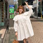 Laced Capelet Boxy-fit Shirtwaist Dress