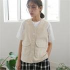Button-detail Dual-pocket Vest