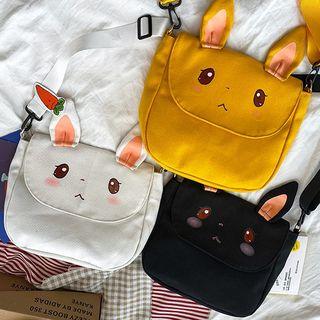 Cat Canvas Flap Crossbody Bag