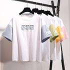 Short-sleeve Two-tone Numbering T-shirt