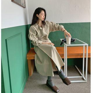 Half-placket Tie-back Wrap Dress