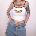 Butterfly Print Cropped Camisole Top