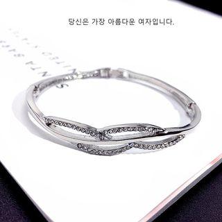 Rhinestone Bangle Silver - One Size