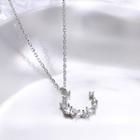 925 Sterling Silver Rhinestone Moon Pendant Necklace 925 Sterling Silver - As Shown In Figure - One Size
