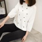 Clover Embroidered 3/4 Sleeve Sweater