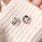 Rhinestone Ear Stud Round - Rhinestone - Silver - One Size