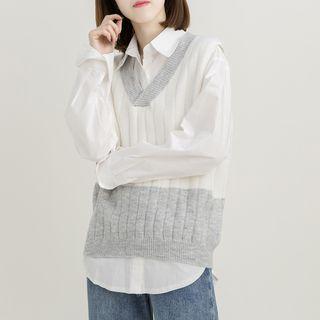 Two-tone Knit Vest