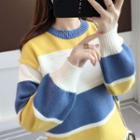 Color-block Long-sleeve Knit Sweater
