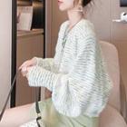 Lantern-sleeve Melange Sweater