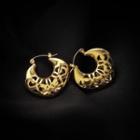 Cutout Alloy Hoop Earring 1 Pair - Earring - Love Heart - Cutout - Gold - One Size