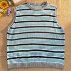 Striped Sweater Vest Black & Blue & Gray - One Size