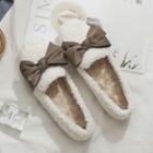 Bow Accent Faux Shearling Flats