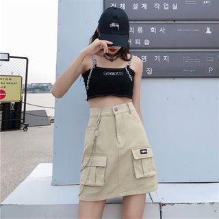 Front-pocket High-waist Mini Pencil Skirt