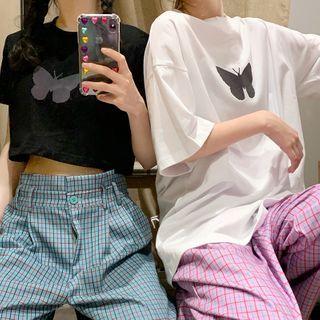 Reflective Butterfly Print Short-sleeve T-shirt