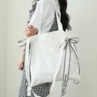 Beribboned Fabric Shopper Bag White - One Size