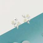 Rhinestone Flower Ear Cuff 1 Pair - Plum Blossom - One Size