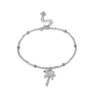 925 Sterling Silver Elegant Fashion Coconut Tree Bracelet With Austrian Element Crystal Silver - One Size