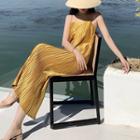 Spaghetti Strap Ribbed A-line Dress