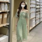 Floral Off Shoulder Mesh A-line Dress