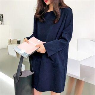 Pocket-detail Faux-suede Dress